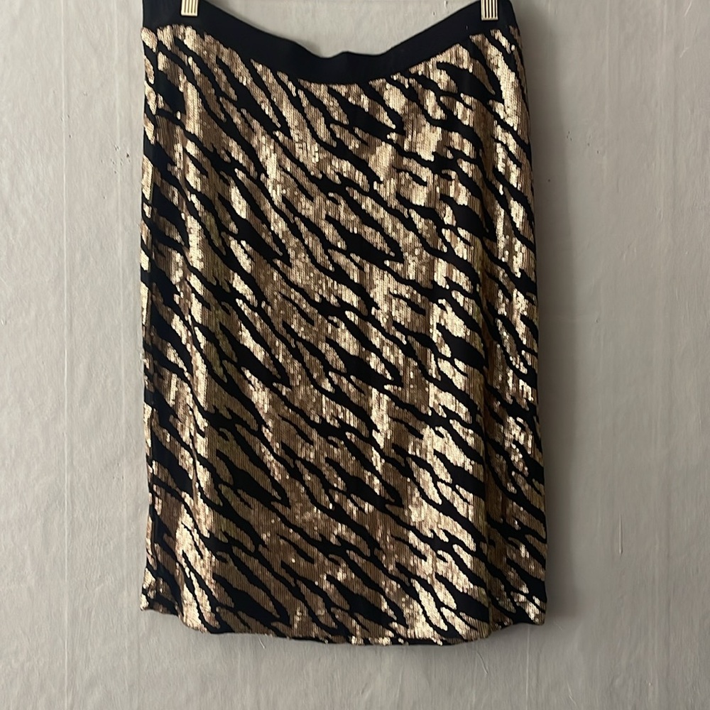 Kasper Tiger Pattern Gold Sequin and Black skirt size XL